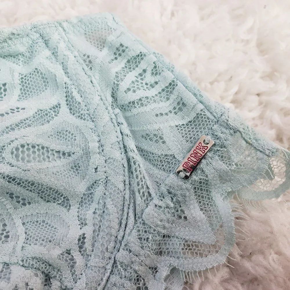 VS The Date Blue Light Lace Mesh Unlined Bralette - Picture 2 of 4